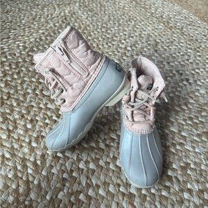 Sperry Pink and Gray Kids Snow Boots